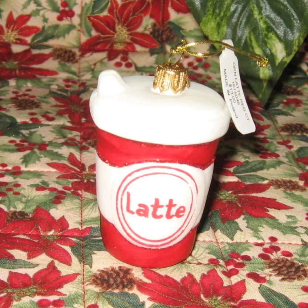 Sur La Table Red Latte Coffee Cup Christmas Ornament 2015 NWT
